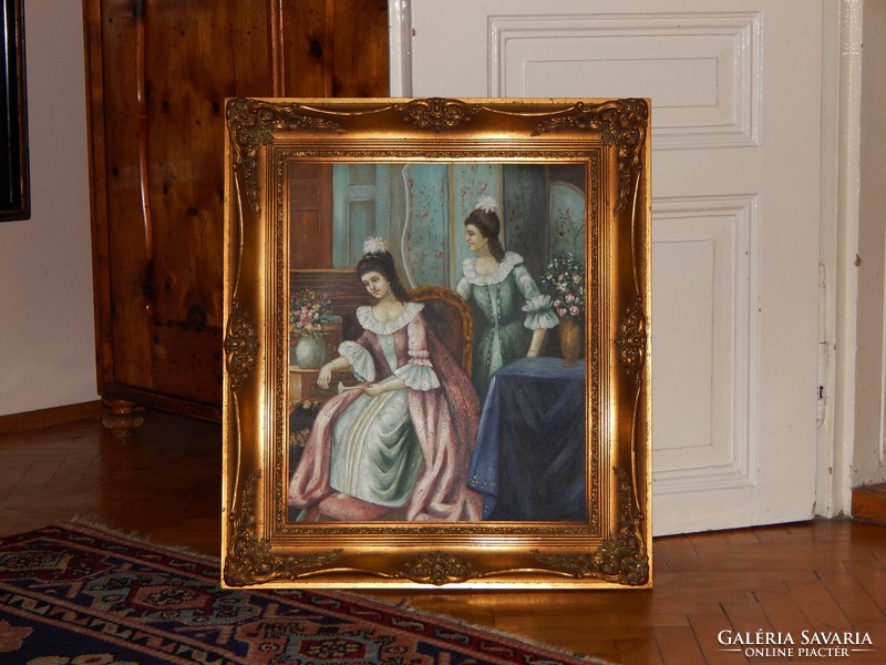 Szép keret 40x50cm es képhez, ajándék barokkstilusú olaj festménnyel, 40 x 50 cm, 50x40 cm
