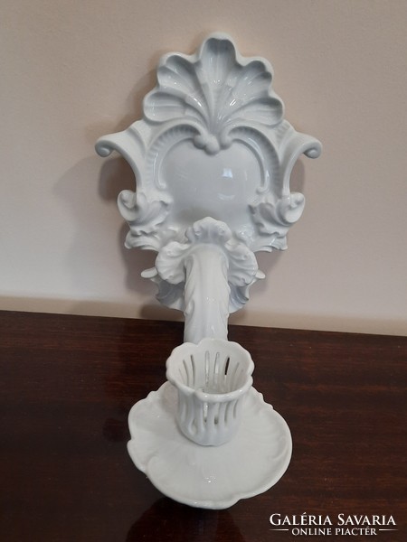 White Herend porcelain wall candle holder