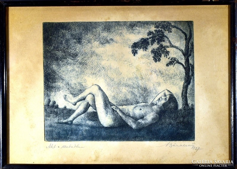 Ernő Bánk (1883 - 1962): nude in the open air 1927