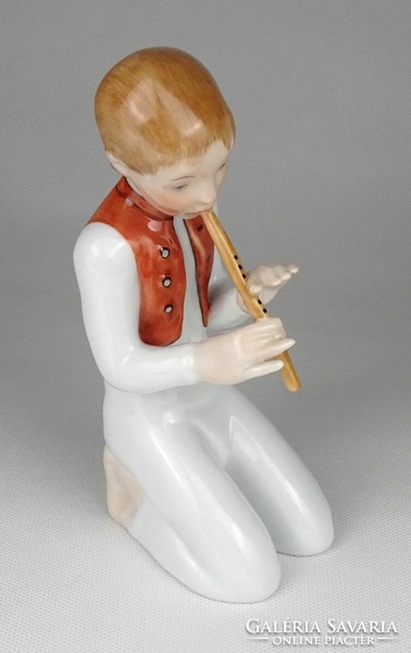 1N664 Herend kneeling flute player porcelain figure 16.5 Cm