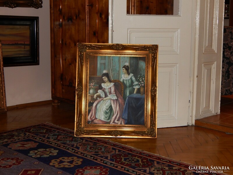Szép keret 40x50cm es képhez, ajándék barokkstilusú olaj festménnyel, 40 x 50 cm, 50x40 cm