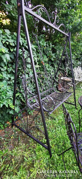 Garden ideas - wrought iron swing bed and set