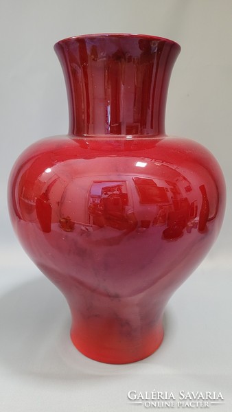 Antique Zsolnay ox blood, red eosin glazed vase
