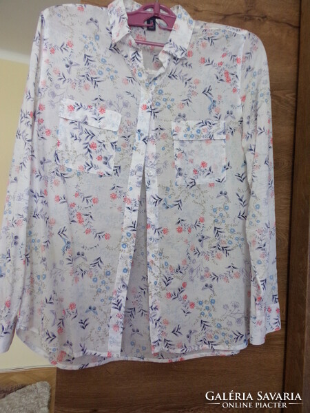 Floral print poplin blouse