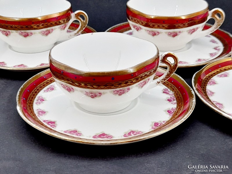 Pfeiffer lőwenstein antique Czech porcelain coffee cups with bottoms, 4 in one