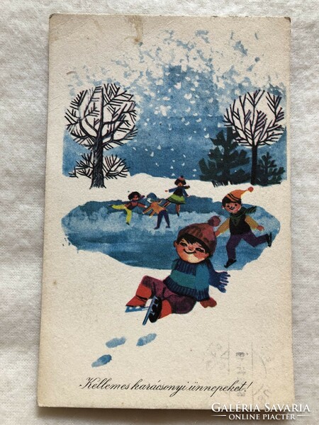 Régi Karácsonyi rajzos képeslap - Tomaska Irén rajz                           -6.