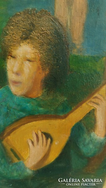 Vladimir Szabó: modern troubadour with a self-portrait with a pipe, 1962