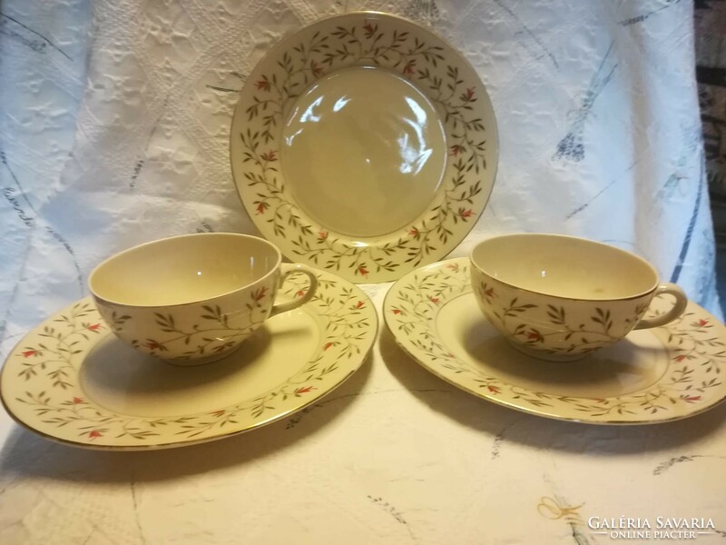 Porcelán /Bavaria/  süteményes tányér+ 2 teás csésze