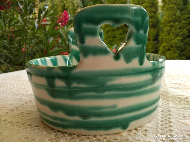 Szivecskés gmundner austria striped ceramic biscuit holder bonbonier