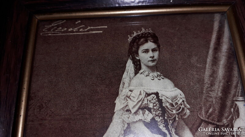 Régi SISSY - Elsabeth - Wittelsbach Erzsébet magyar királyné kép keretben 15 x 11 cm a képek szerint