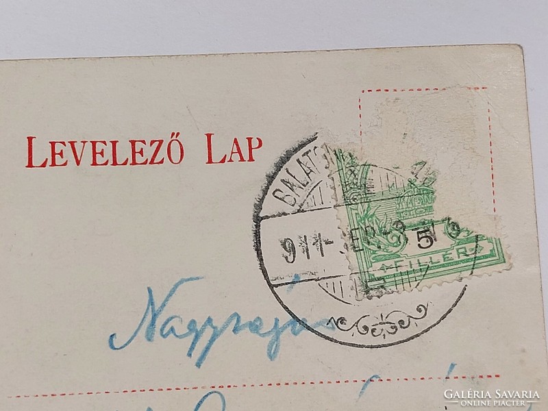 Régi képeslap 1911 Balaton vitorlás hajó