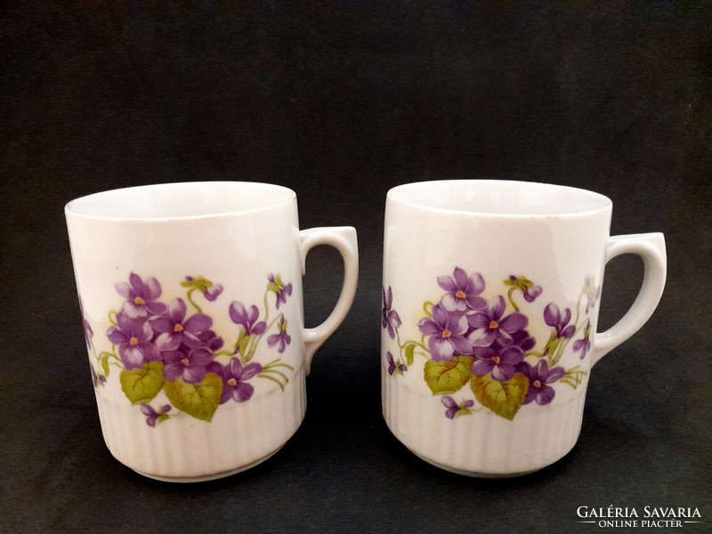 Zsolnay mug with violet skirt, 2 pieces in one