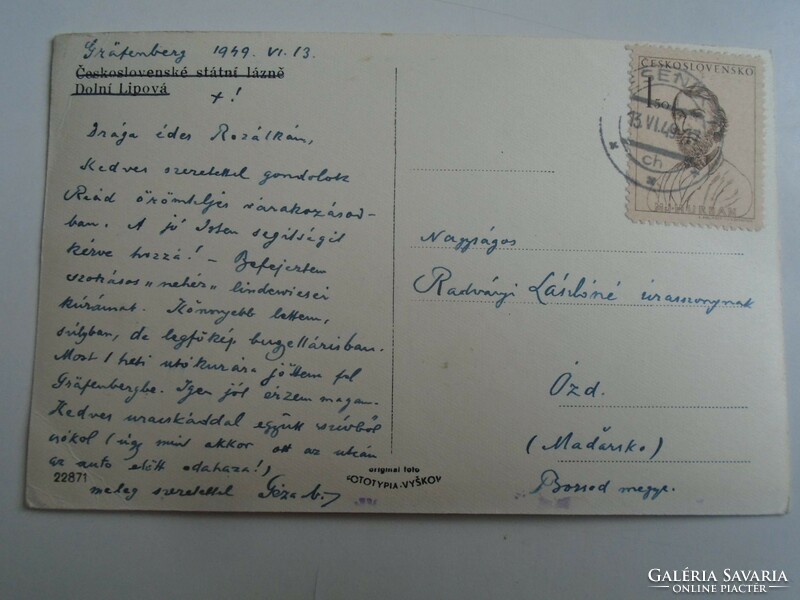 H35.6 Paper written by Géza Jaschkó gräfenberg dolní - lázně jeseník - Czech Republic 1949 ózd Radvány