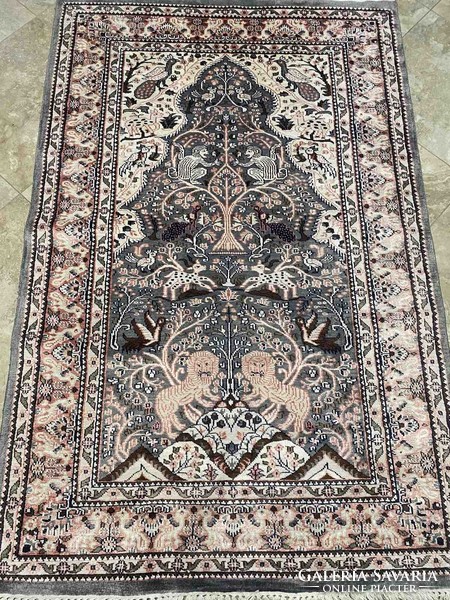 Jaipuri 100% silk carpet monkey 200x122