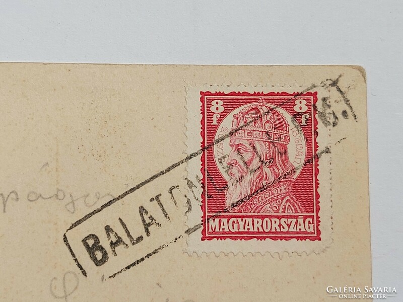 Régi képeslap 1928 Balaton gőzhajó