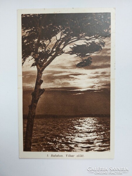 Régi képeslap 1936 Balaton vihar előtt