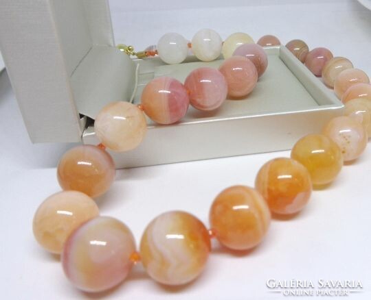 Agate orange-pink 14 mm wonderful mineral necklace