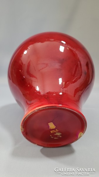 Antique Zsolnay ox blood, red eosin glazed vase