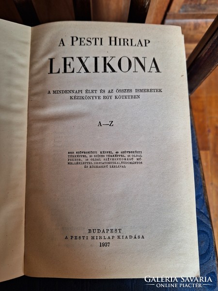 One-volume lexicon 1937 Pest hirlap 1171 pages with maps-appendices unread -collectors