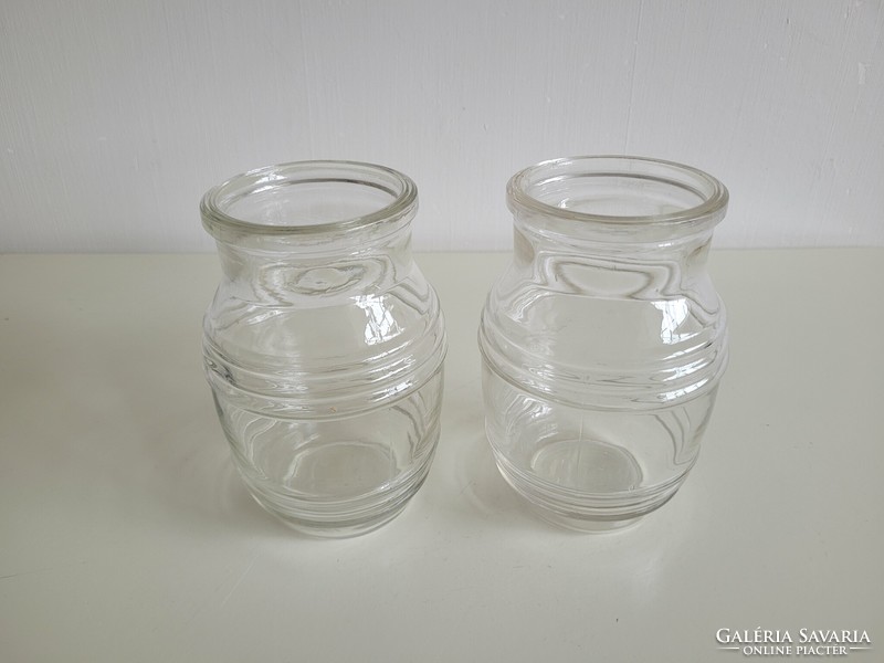 Old vintage 2 pcs ocean budapest 1 liter striped glass mason jar canning jar