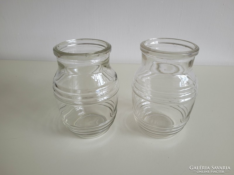 Old vintage 2 pcs ocean budapest 1 liter striped glass mason jar canning jar