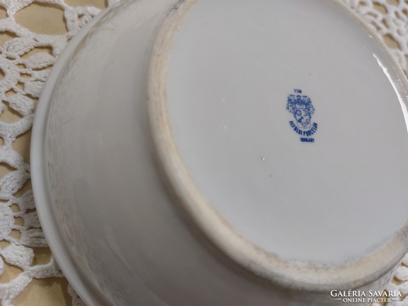 Alföldi, zöld pöttyös porcelán tál