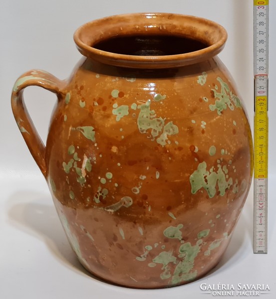 Folk, light green, reddish-brown splashed glaze spot, light brown glaze large ceramic tile (2678)