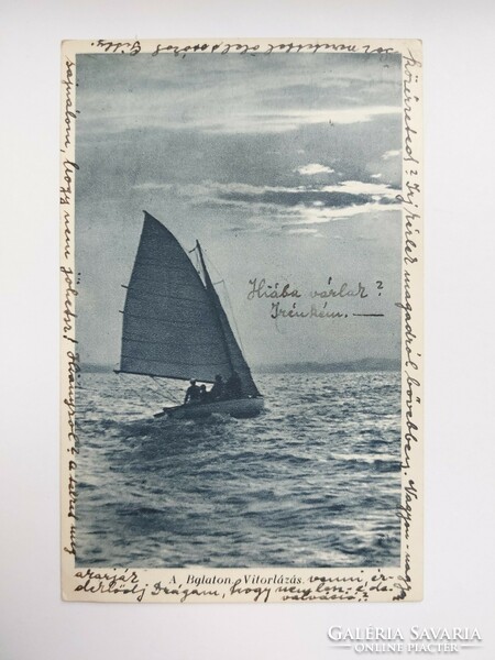 Old postcard 1941 Balaton sailing