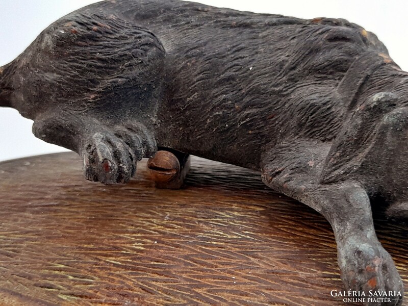 Antik bronz, réz kutya ajtókopogtató, 18 cm