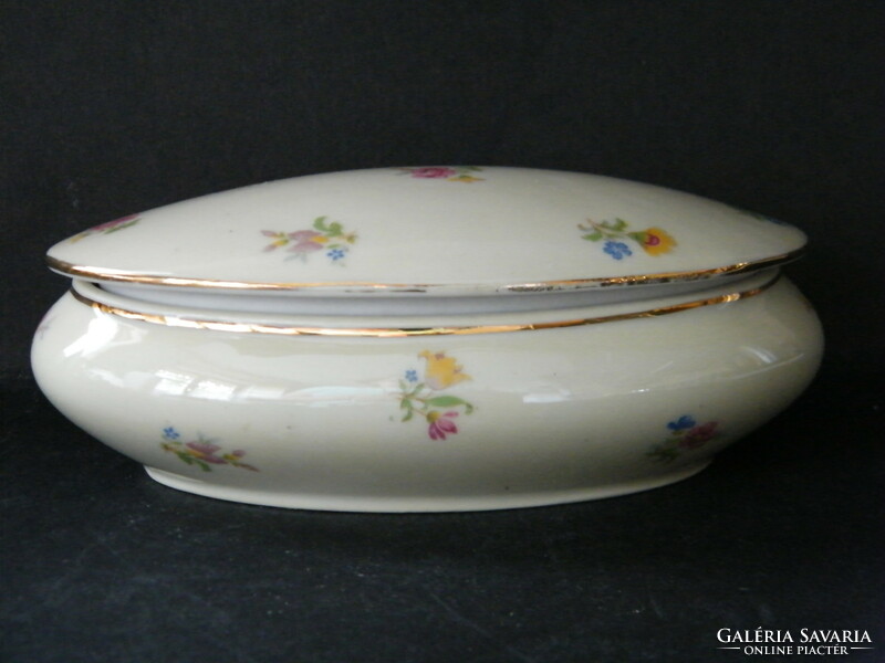 Limoges porcelain oval bonbonier with lid, box