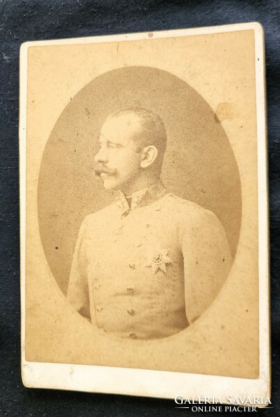 Cca. 1888 NAGY 16 CM KEMÉNYHÁTÚ FOTÓ RUDOLF trónörökös KUK KORONA FŐ HERCEG HABSBURG
