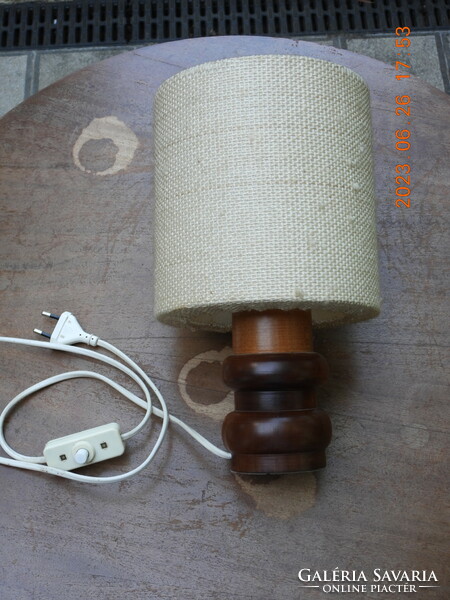 Wooden table lamp with fabric shade
