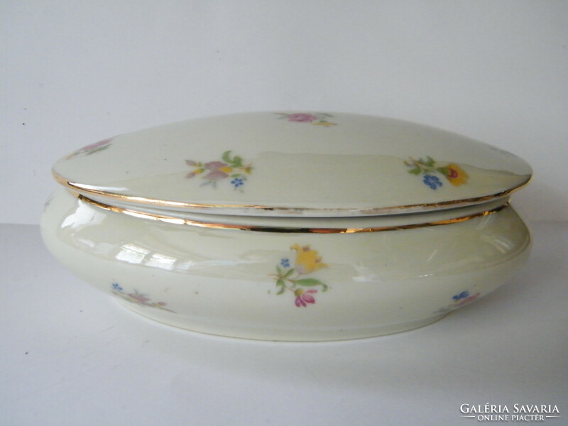 Limoges porcelain oval bonbonier with lid, box