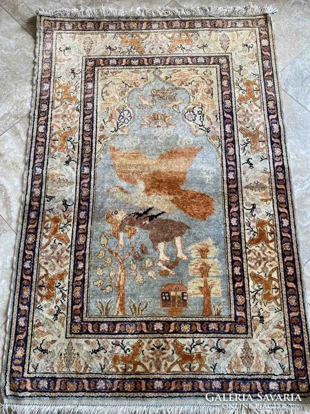 Kayseri 100% silk carpet 140x88cm