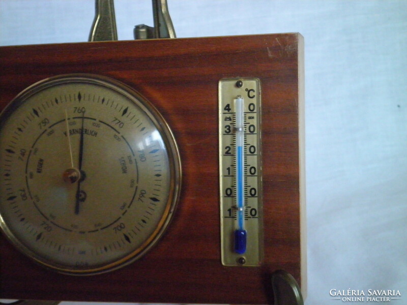 Vintage wall barometer with thermometer