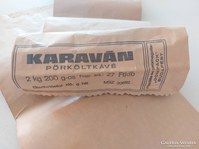 Régi papírzacskó Karaván pörköltkávé csomagolás kávés zacskó Compack Budapest
