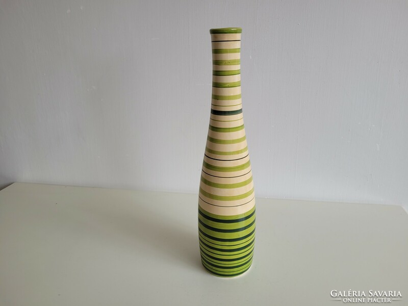 Bézs zöld 41,5 cm es kerámia váza