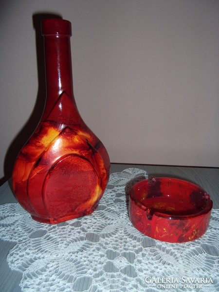 Glass vase and ashtray