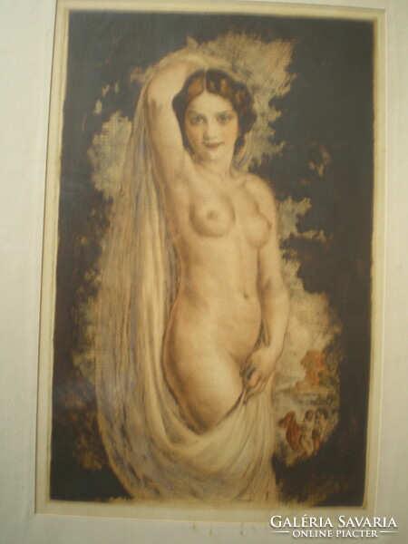 Prihoda, nude, sign, large colored etching