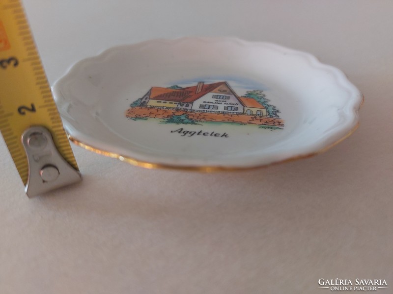 Régi Aquincum porcelán kis tálka Aggtelek emléktárgy IBUSZ  Barlang Szálló reklám