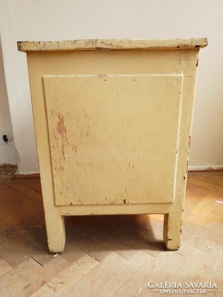 Old painted pine Hokedli stoki seat cabinet with storage with opening door