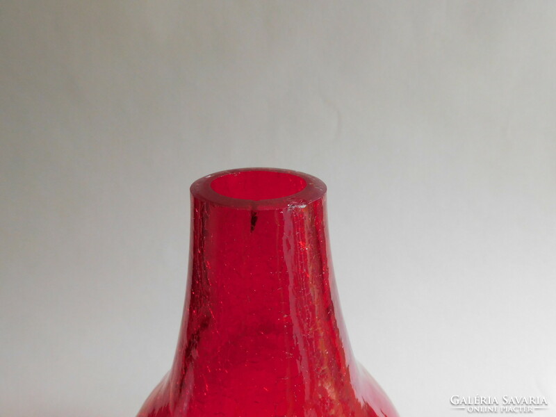 Rare red crackle glass vase 23 cm