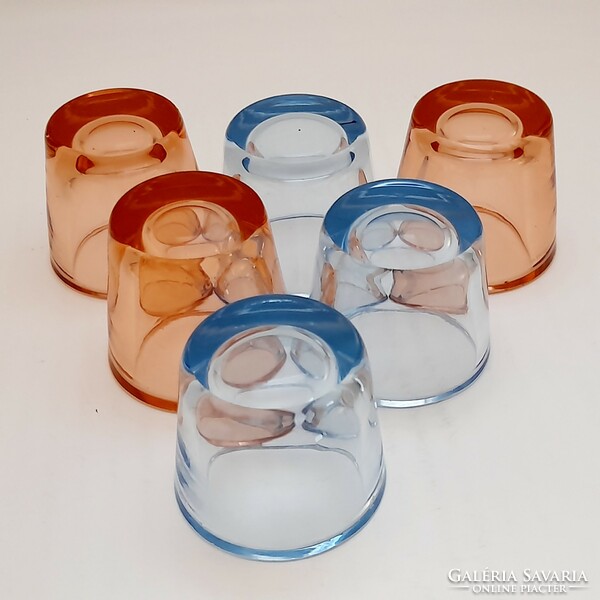 Thick-walled colored glass tumblers, 6 in one