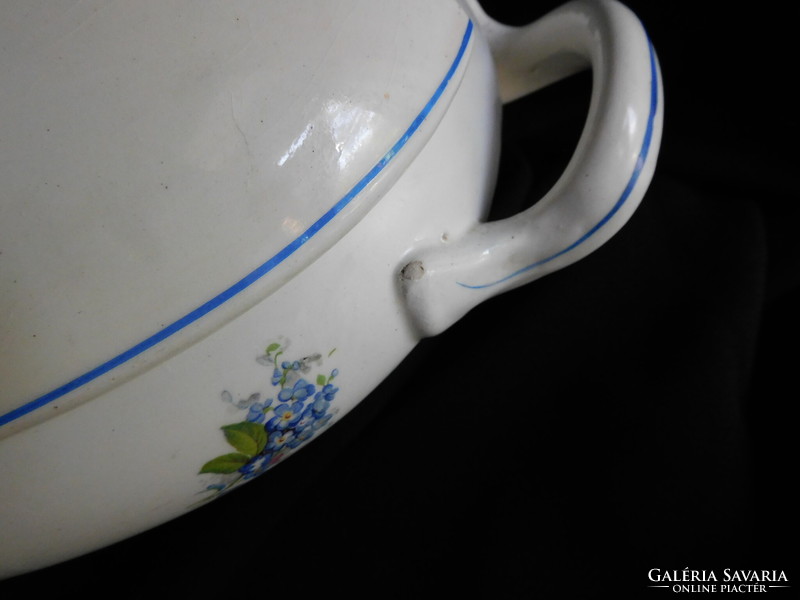 Old Kispest granite soup bowl with forget-me-not pattern