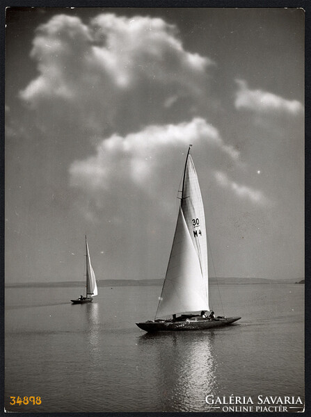 Larger size, photo art work by István Szendrő. Sailing on the Balaton, ship, vehicle, sport, 19
