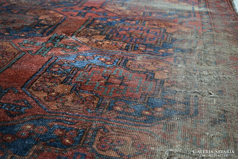 Antique Turkmen carpet Ersari Tekke hand-knotted elephant foot pattern carpet 285 x 205 cm damaged!