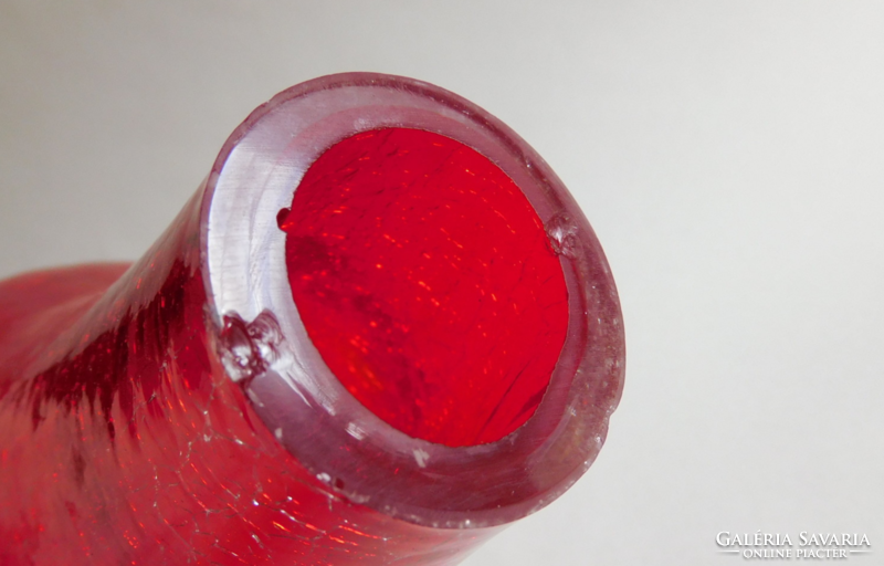 Rare red crackle glass vase 23 cm