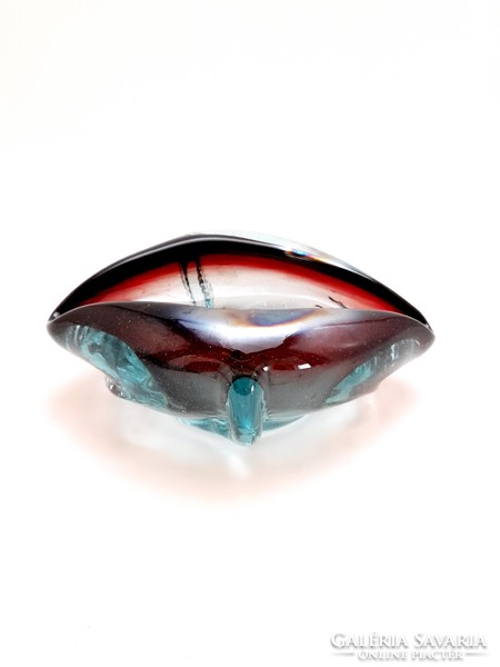 Iridescent blown glass, artist glass, ashtray, 12.8 cm