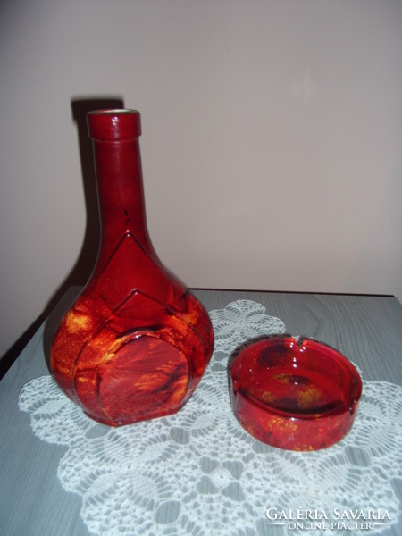 Glass vase and ashtray