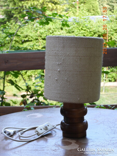 Wooden table lamp with fabric shade